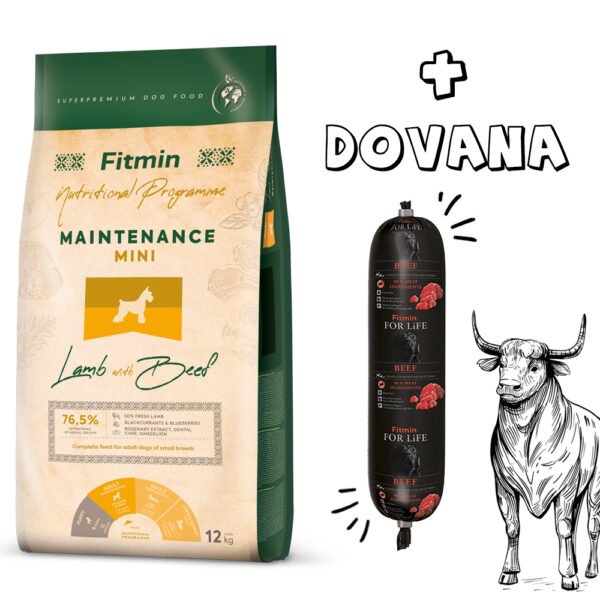 Fitmin Mini Maintenance Lamb & Beef sausas maistas šunims + DOVANA