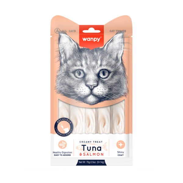 Wanpy Creamy Treat Tuna & Salmon tyrelių skanėstai katėms 70 g