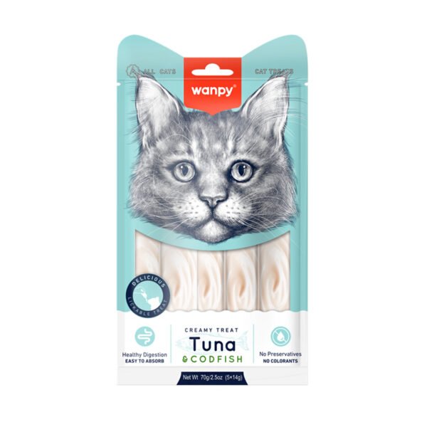 Wanpy Creamy Treat Tuna & Codfish tyrelių skanėstai katėms 70 g
