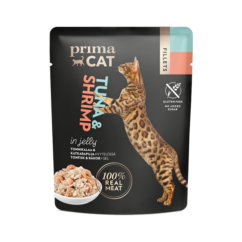 PrimaCat Tuna & Shrimp Jelly konservai katėms drebučiuose - Dubenėliai