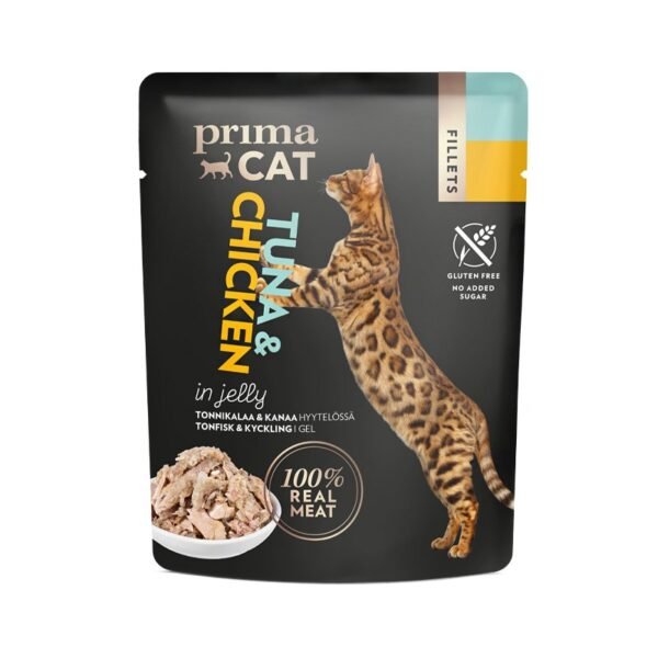 PrimaCat Tuna & Chicken Jelly konservai katėms drebučiuose - Dubenėliai