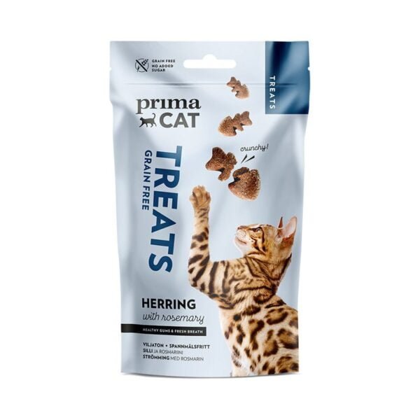 PrimaCat Crunchy Heeringas & Rosemary toidulisand kasside igemetele ja värskele hingeõhule 40 g - Treats