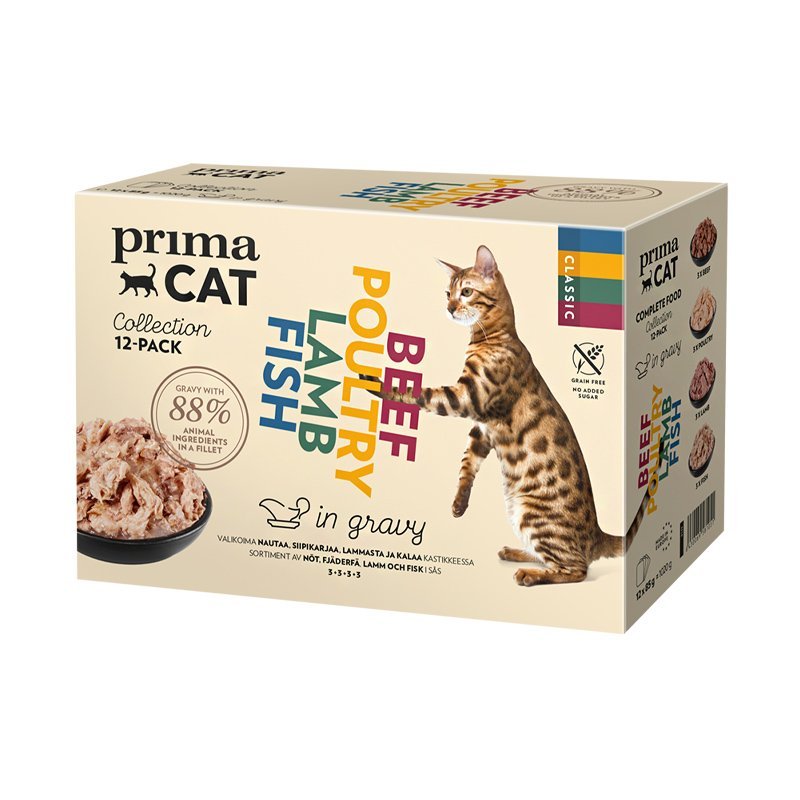 PrimaCat Classic Multipack Gravy konservų rinkinys katėms - Skoniai