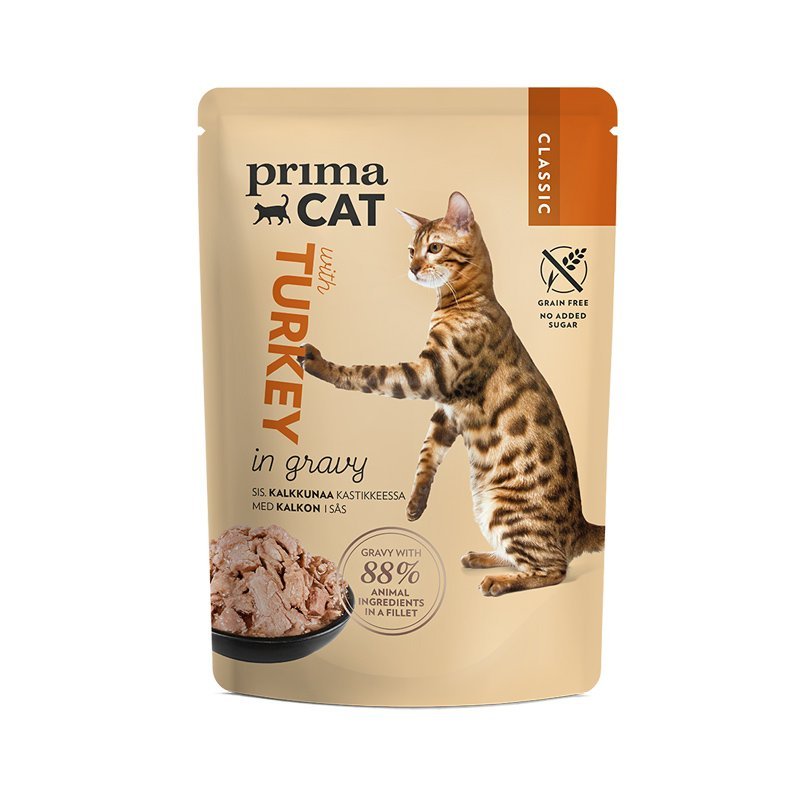 PrimaCat Classic Turkey Gravy konservai katėms padaže - Dubenėlis