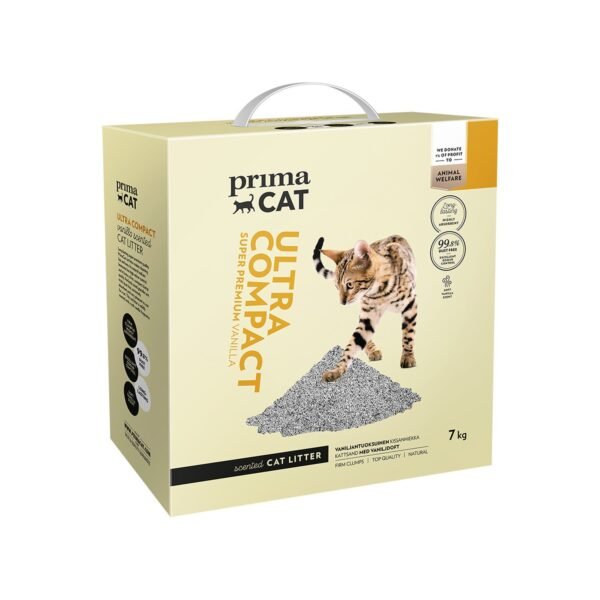 PrimaCat Ultra Compact Vanilla bentonitinis kačių kraikas 7 kg - Kraiko granulės
