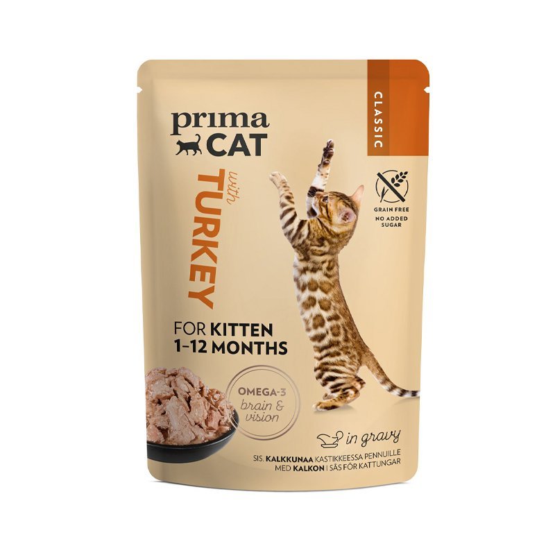 PrimaCat Classic Kitten Turkey Gravy konservai kačiukams padaže - Dubenėlis