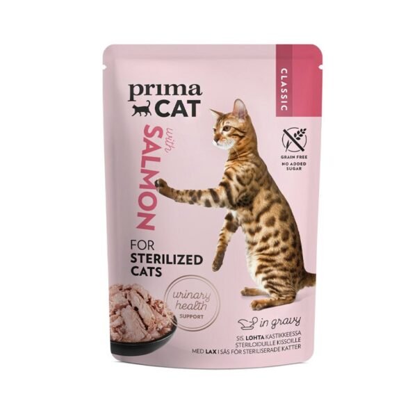 PrimaCat Classic Sterilized Salmon Gravy konservai katėms padaže - Dubenėlis
