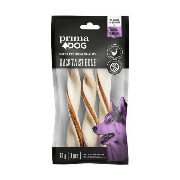 PrimaDog Duck Twist Bone kaulai šunims 3 vnt., 70 g