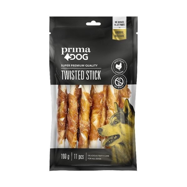 PrimaDog Twisted Stick with Chicken kauliukai šunims 11 vnt., 100 g