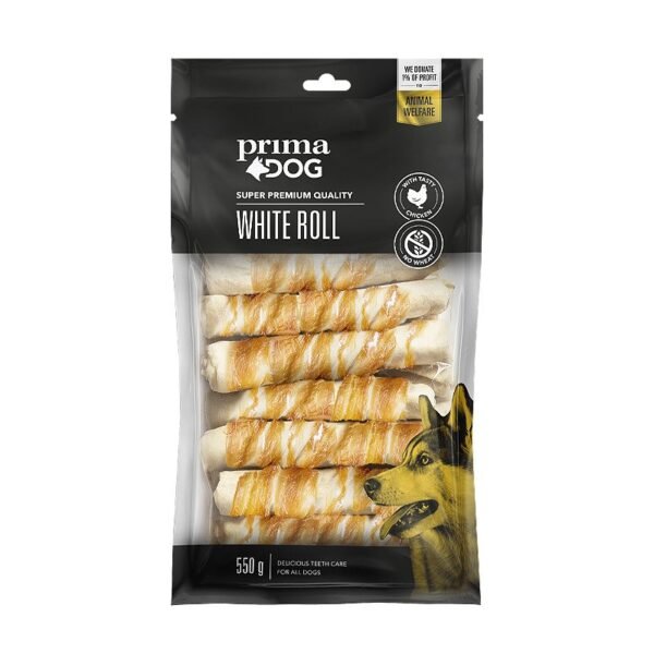 PrimaDog White Roll with Chicken kaulai šunims 15 vnt, 550 g