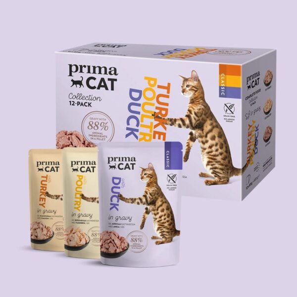 PrimaCat Classic Multipack Poultry Mix konservų padaže rinkinys katėms - Dubenėliai