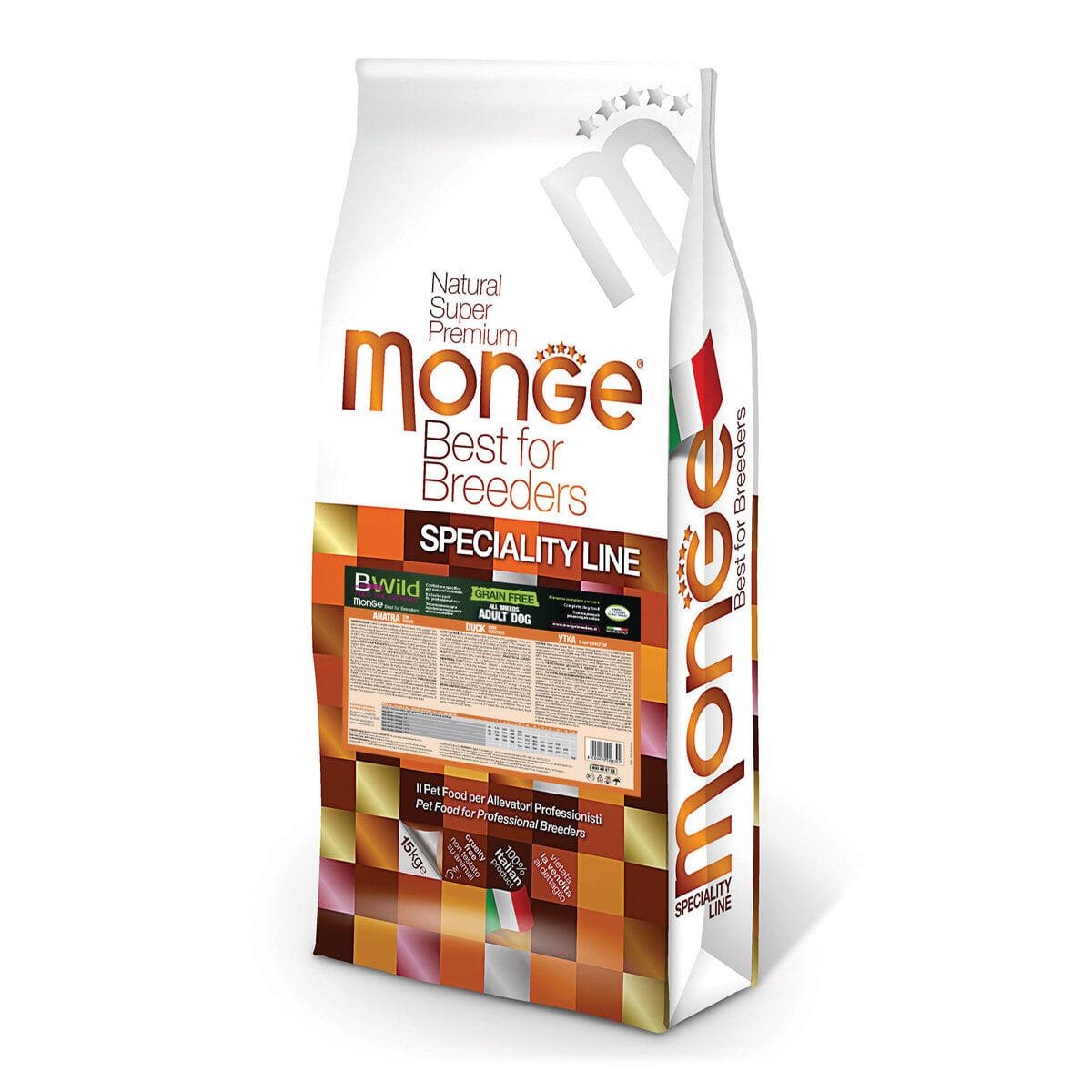Monge BFB BWild Adult Duck & Potatoes begrūdis sausas maistas šunims 15 kg