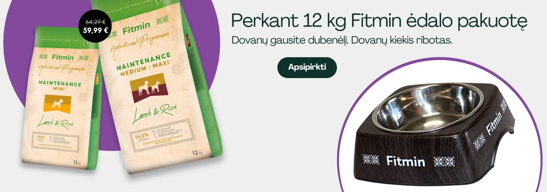 Fitmin Maintenance mini ir med/max + dubenėlis baneris Desktop