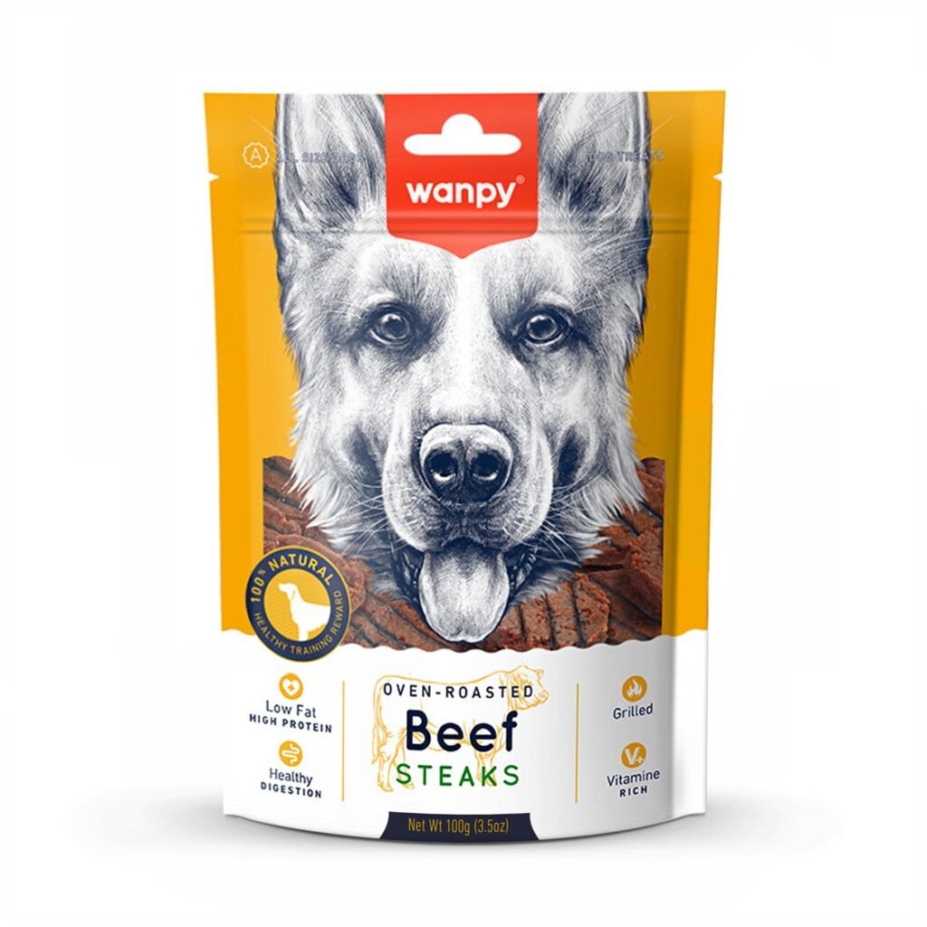 Wanpy Beef Steaks skanėstai šunims 100 g - Gabalėliai