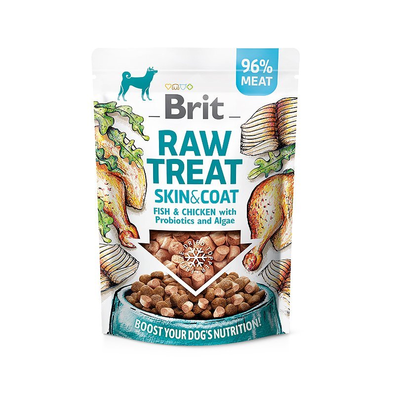 Brit Raw Treat Skin & Coat šaltyje išdžiovinti skanėstai šunims 40 g