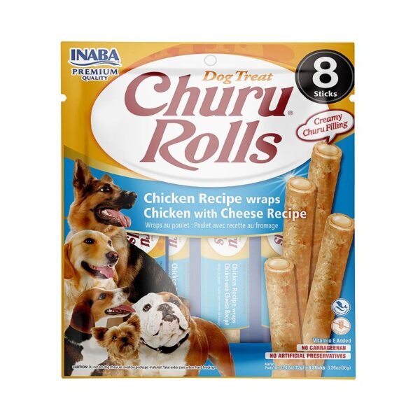 Churu Rolls Chicken Cheese skanėstai šunims 96 g