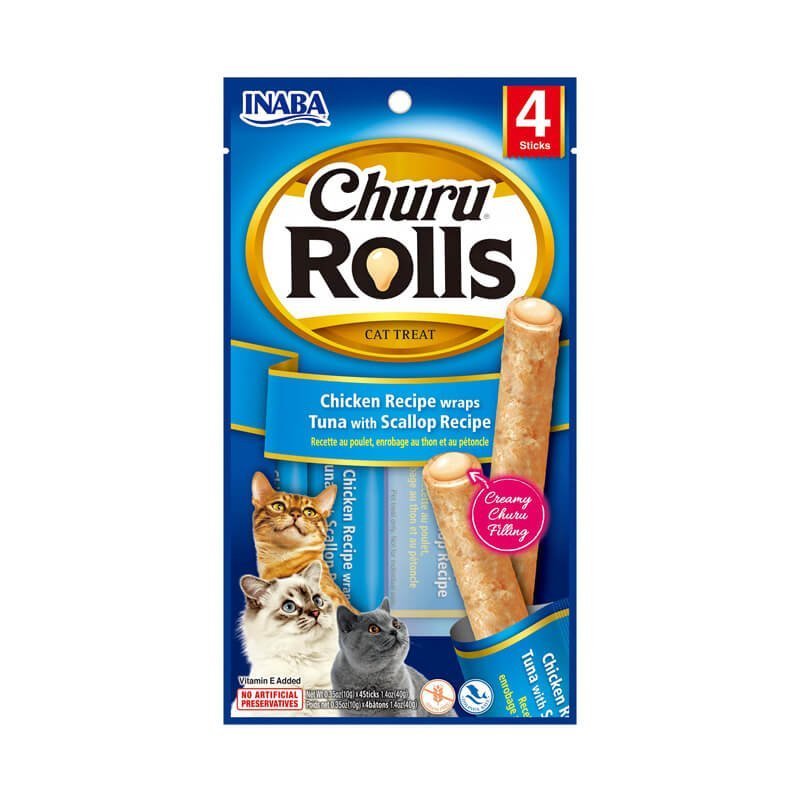 Churu Rolls Chicken Tuna Scallop skanėstai katėms 40 g