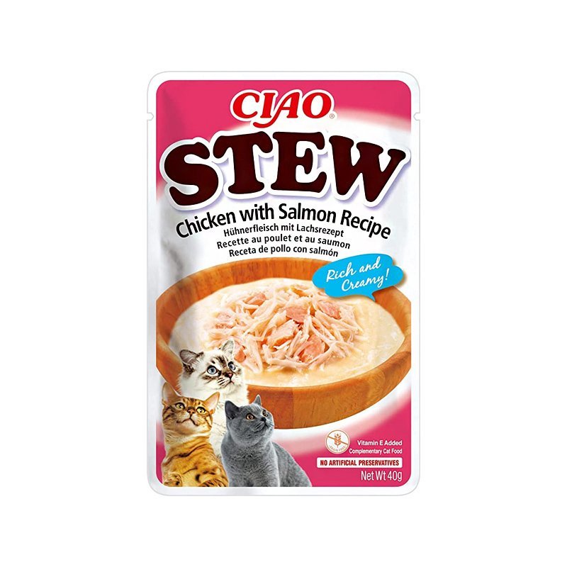 Ciao Stew Chicken & Salmon konservai katėms