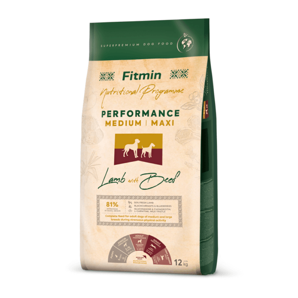 Fitmin Medium Maxi Performance Lamb & Beef sausas maistas šunims