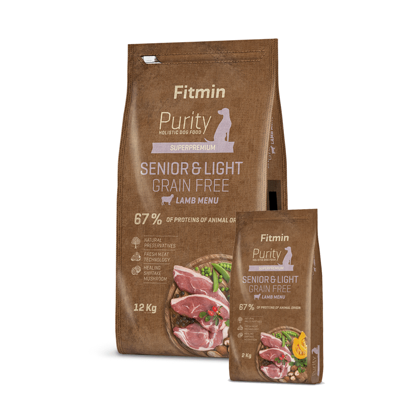Fitmin Purity Senior & Light Lamb sausas maistas šunims receptūra