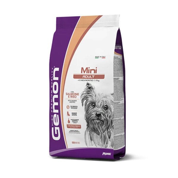 Gemon Mini Adult Salmon & Rice sausas maistas šunims