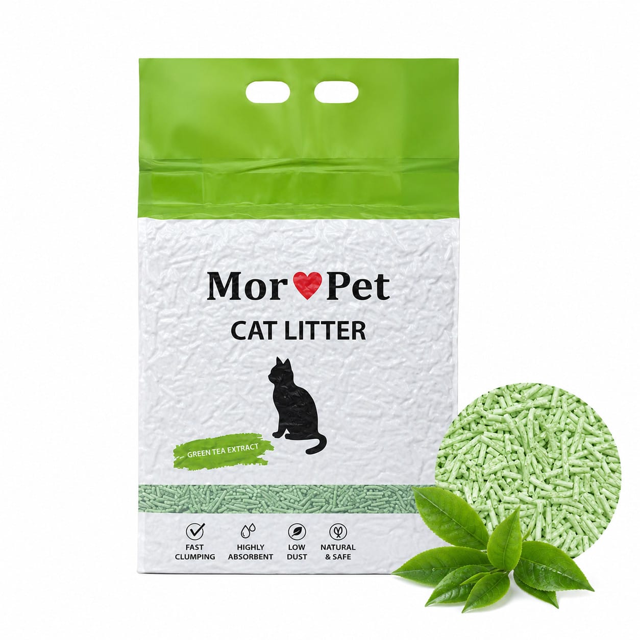 MorPet Tofu kačių kraikas, Žaliosios arbatos kvapo
