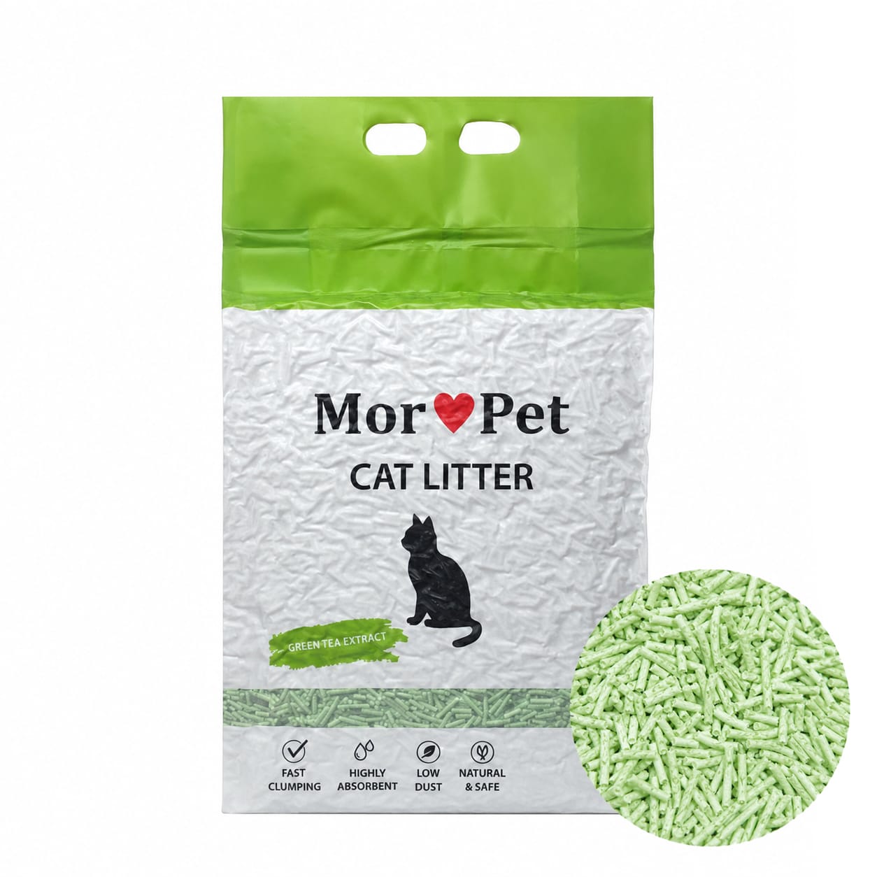 MorPet Tofu kačių kraikas, Žaliosios arbatos kvapo