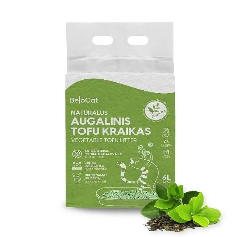 Belocat Tofu kačių kraikas, žaliosios arbatos kvapo