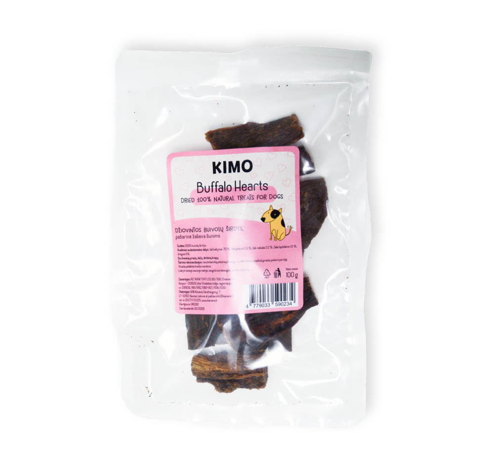 Kimo Buffalo Hearts skanėstai šunims 100 g