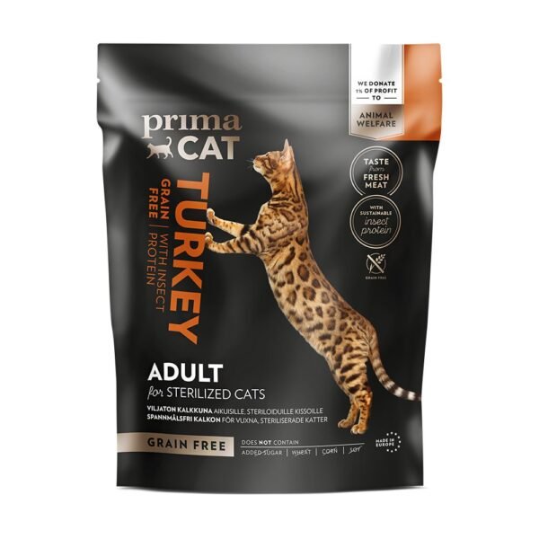 PrimaCat Turkey Adult Sterilized sausas maistas katėms 400 g - Ingredientai