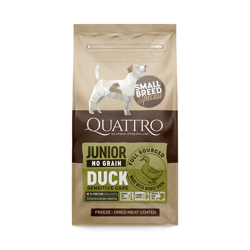 Quattro Junior Small Breed Duck sausas maistas šuniukams