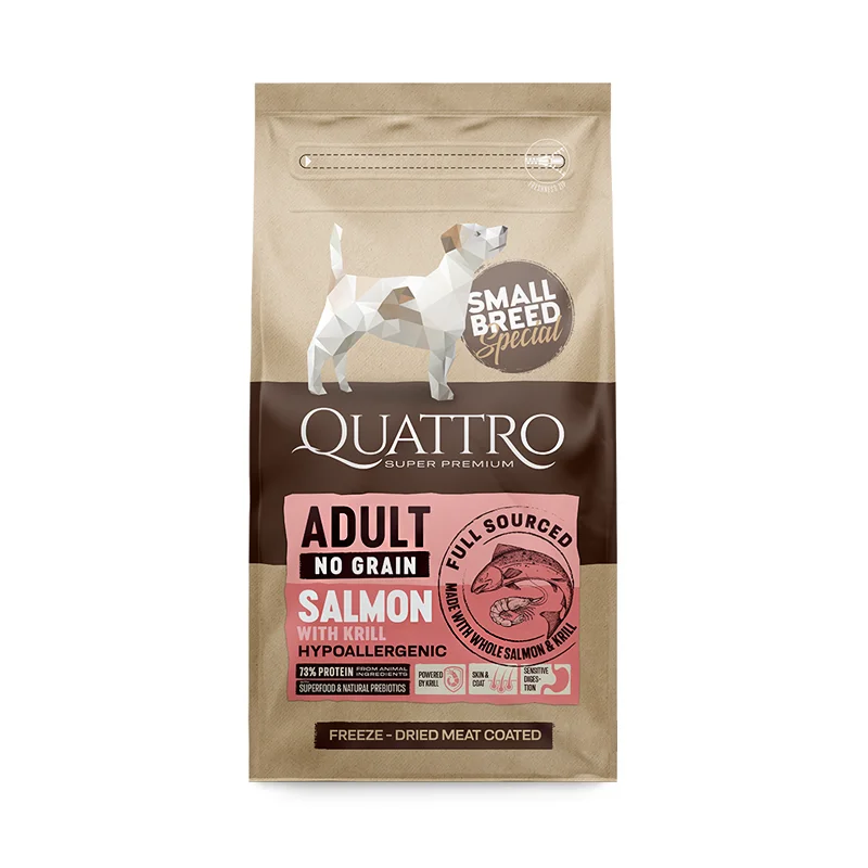 Quattro Adult Small Breed Salmon sausas maistas šunims