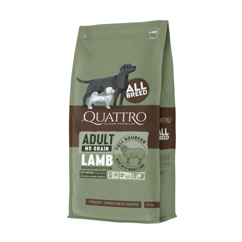 Quattro Adult All Breed Lamb sausā barība suņiem bez graudiem