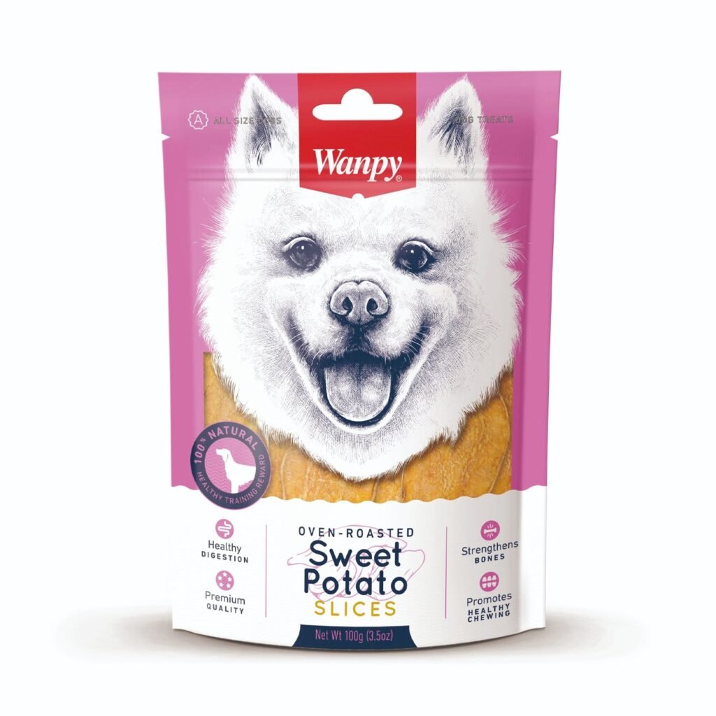 Wanpy Sweet Potato Slices skanėstai šunims, saldžių bulvių skiltelės, 100 g