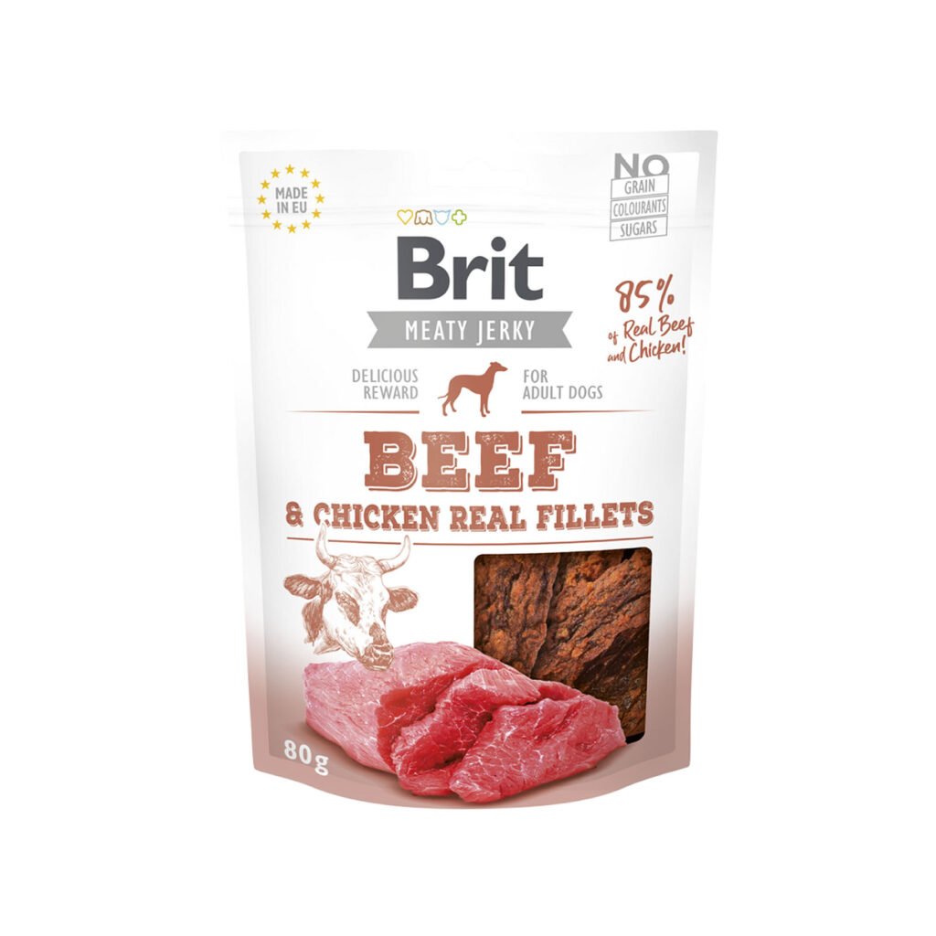 Brit Jerky Beef & Chicken Fillets skanėstai šunims 80 g