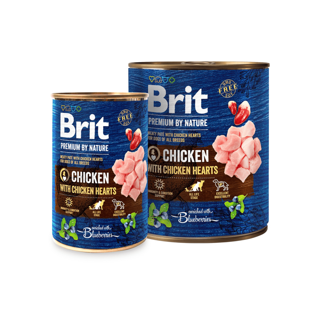 Brit Premium by Nature mėsos paštetas su vištiena ir vištų širdelėmis šunims