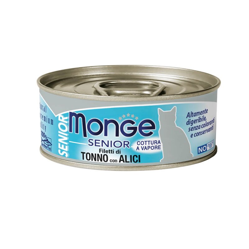 Monge Jelly Senior Tuna Anchovies konservai katėms drebučiuose