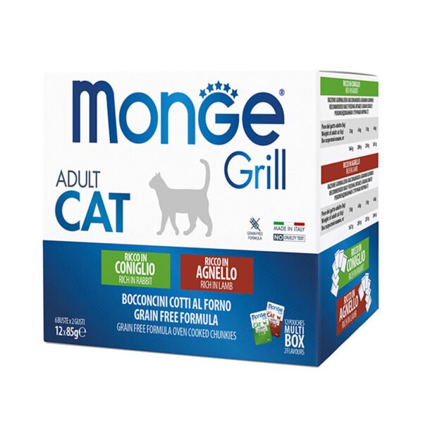 Monge Grill Adult Multipack küülik, lambaliha teraviljavaba kassikonservide komplekt