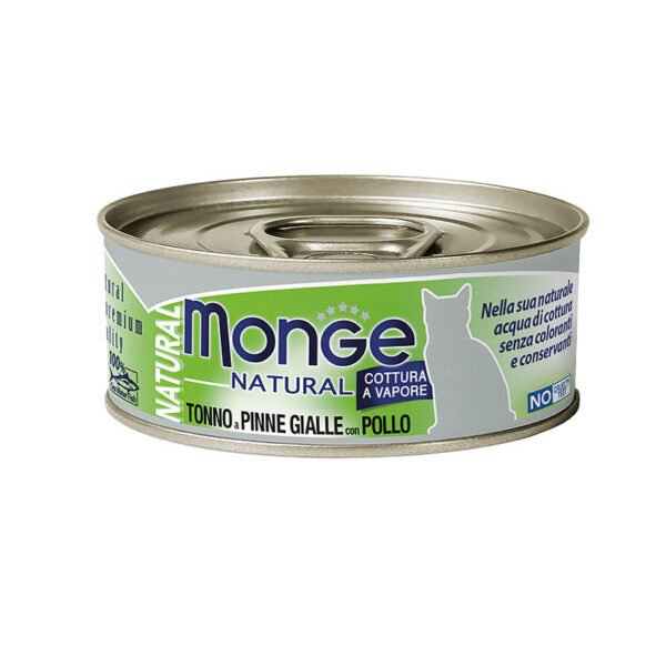 Monge Natural Adult Yellowfin Tuna & Chicken konservai katėms drebučiuose