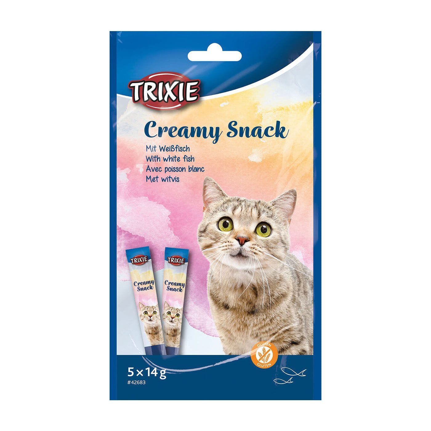 Trixie Creamy Snack White Fish tyrelių skanėstai katėms, 70 g