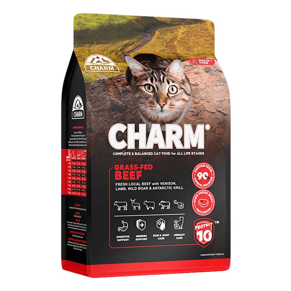 Charm Grass-Fed Beef sausas maistas katėms