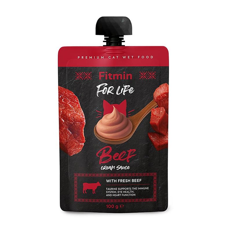 Fitmin For Life Cream Sauce Beef mėsos tyrelė katėms, 100 g