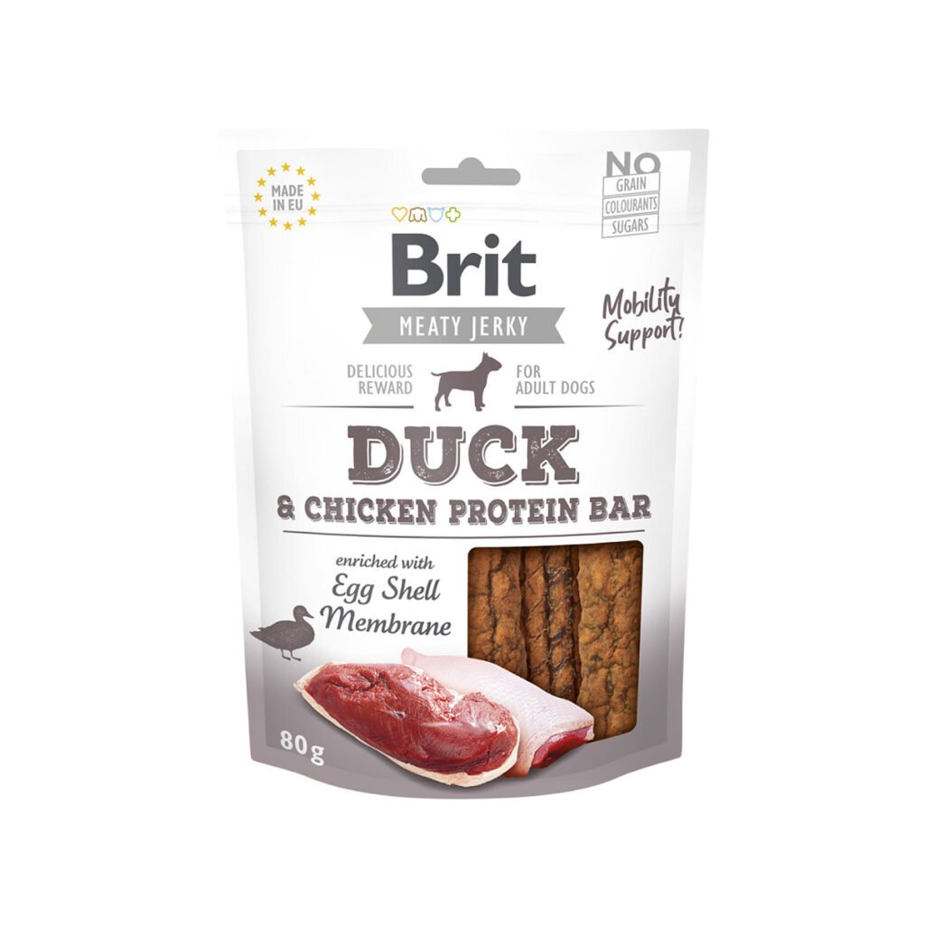Brit Jerky Duck & Chicken Protein Bar skanėstai šunims 80 g