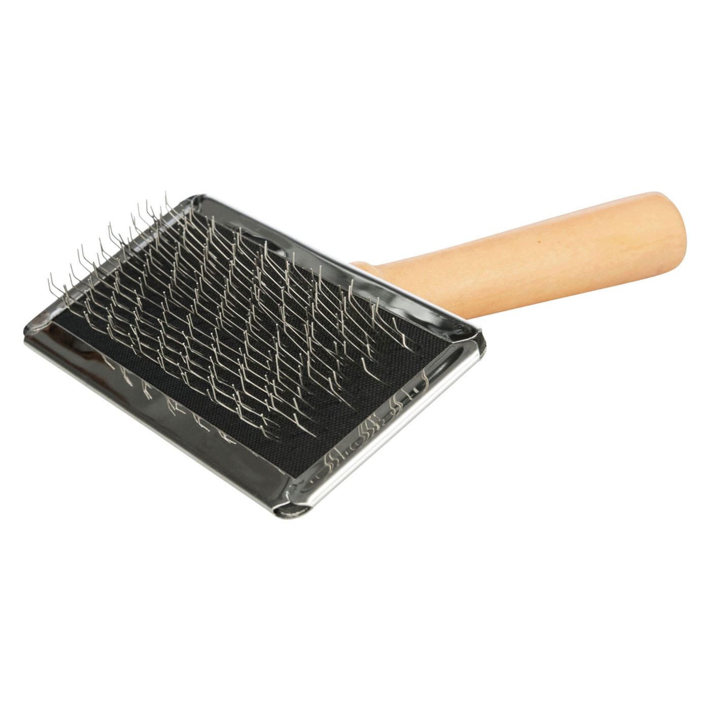 Trixie medinis šepetys viršutiniam kailio sluoksniui ir poplaukiui, su metaliniais dantukais, juodas