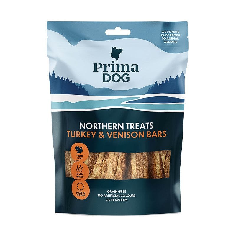 PrimaDog Northern Treats Turcijas un brieža gaļas batoniņi suņiem 80 g