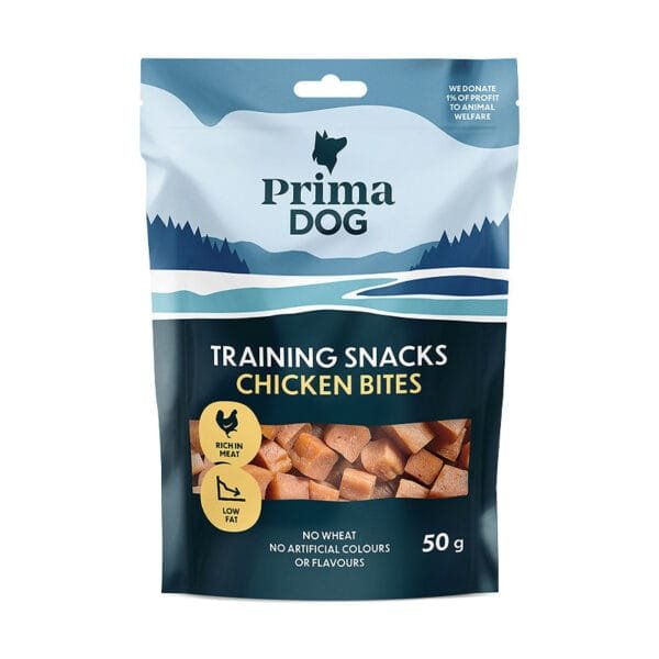 PrimaDog Training Snacks Chicken Bites šunų skanėstai dresūrai 50 g
