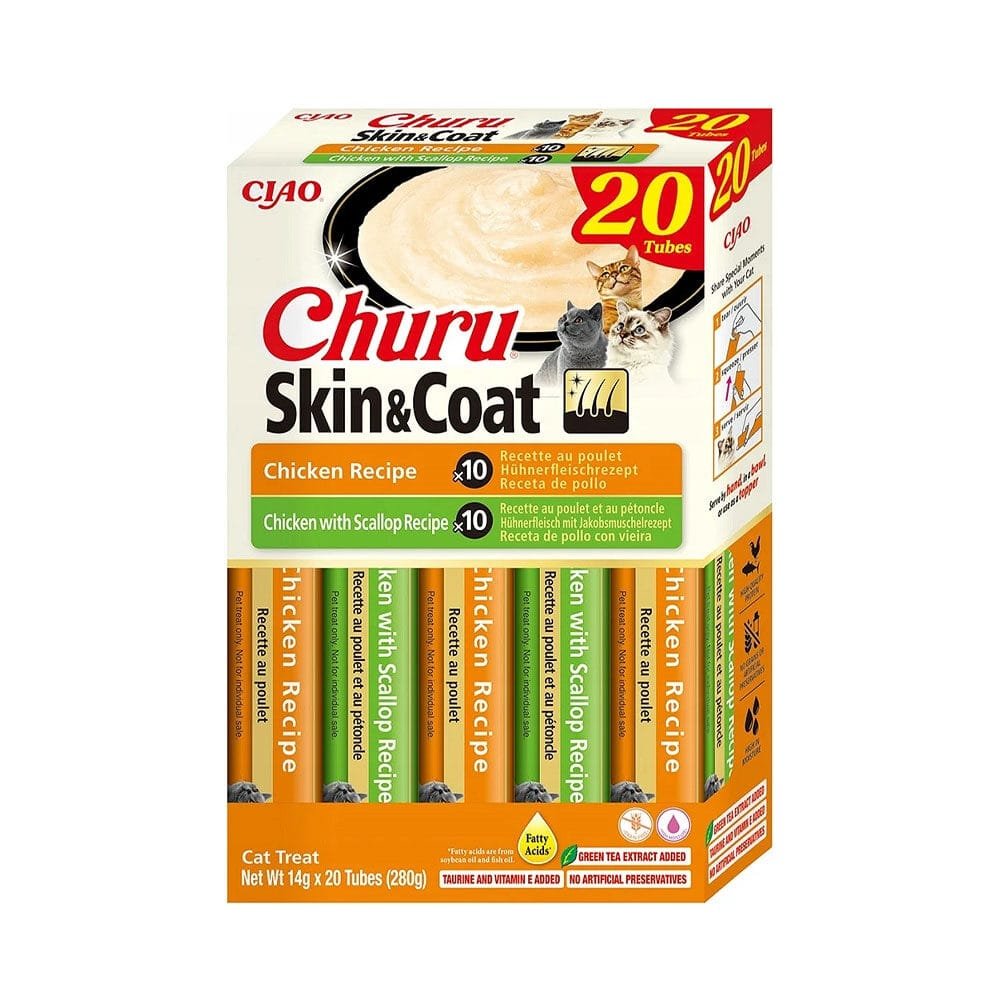 Churu Multipack Chicken Skin & Coat skanėstų rinkinys katėms, 20 vnt