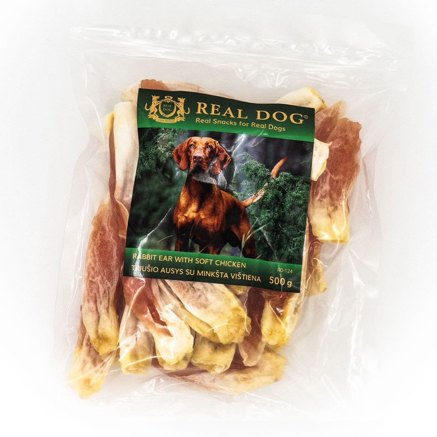 Real Dog skanėstai šunims, triušio ausys su minkšta vištiena, 500 g