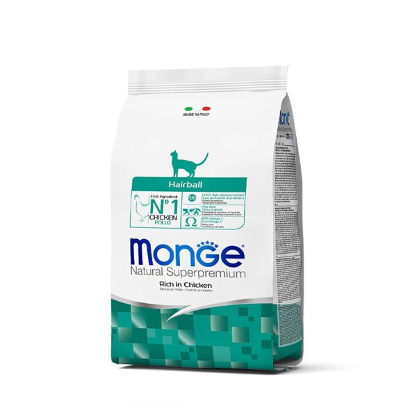 Monge Natural Superpremium Hairball Chicken sausas maistas katėms