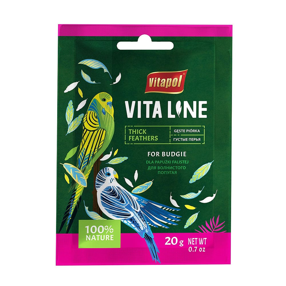 Vitapol Vita Line sėklų mišinys šėrimosi laikotarpiui, papildomas pašaras paukščiams, skirtas banguotosioms papūgėlėms, 20 g
